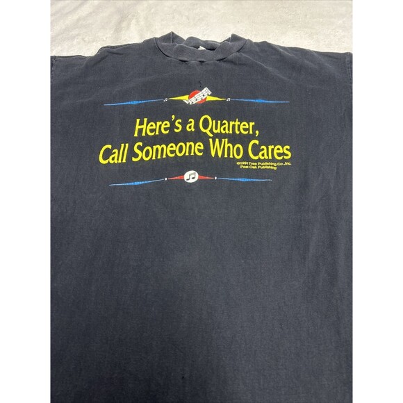 Vtg Music Liners Tee Single Stitch 1991 Men’s XL Here’s A Quarter Call Someone - Picture 2 of 10